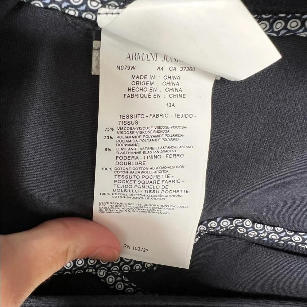 Armani Junior Boys Navy Knit Blazer | Size 13A | Designer Jacket